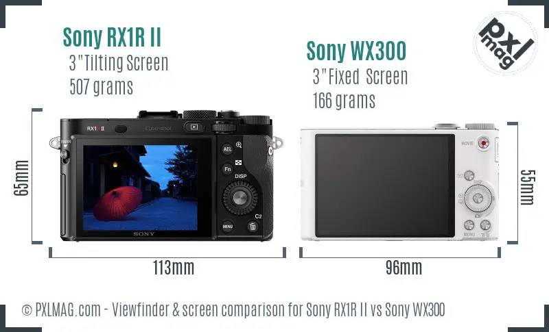 Sony RX1R II vs Sony WX300 Screen and Viewfinder comparison
