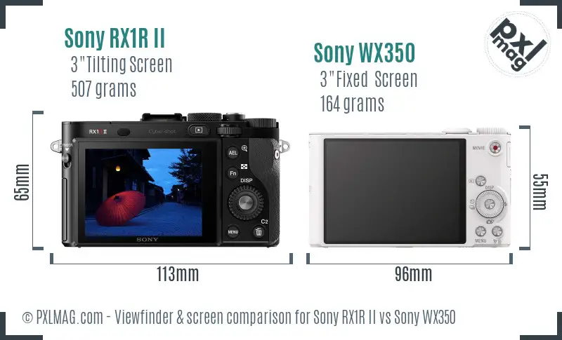 Sony RX1R II vs Sony WX350 Screen and Viewfinder comparison