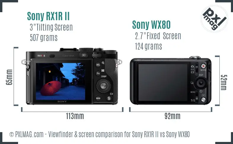 Sony RX1R II vs Sony WX80 Screen and Viewfinder comparison