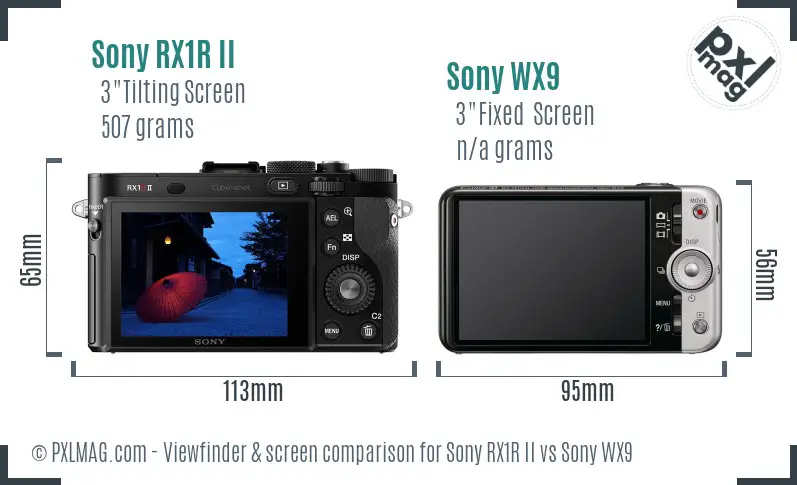 Sony RX1R II vs Sony WX9 Screen and Viewfinder comparison