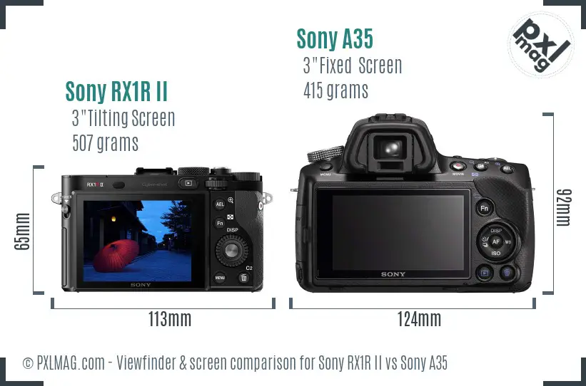 Sony RX1R II vs Sony A35 Screen and Viewfinder comparison