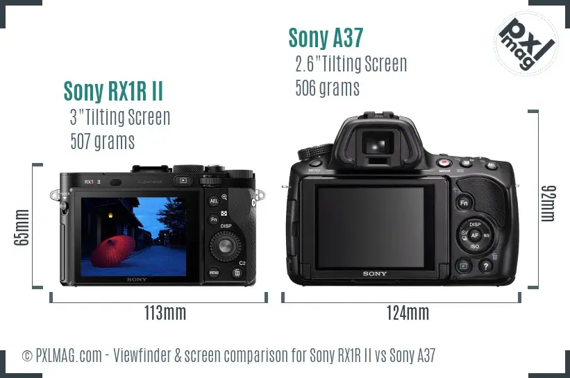 Sony RX1R II vs Sony A37 Screen and Viewfinder comparison