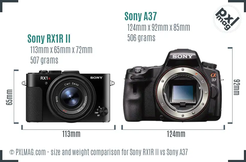 Sony RX1R II vs Sony A37 size comparison