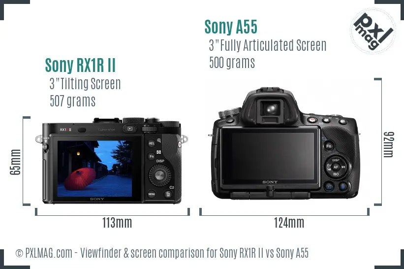 Sony RX1R II vs Sony A55 Screen and Viewfinder comparison