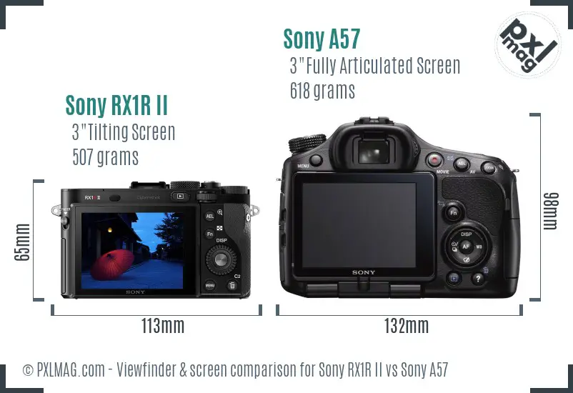 Sony RX1R II vs Sony A57 Screen and Viewfinder comparison