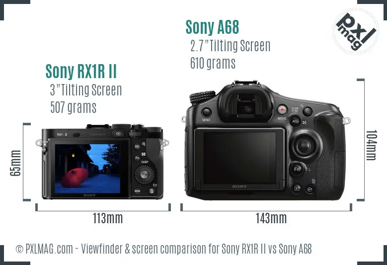 Sony RX1R II vs Sony A68 Screen and Viewfinder comparison