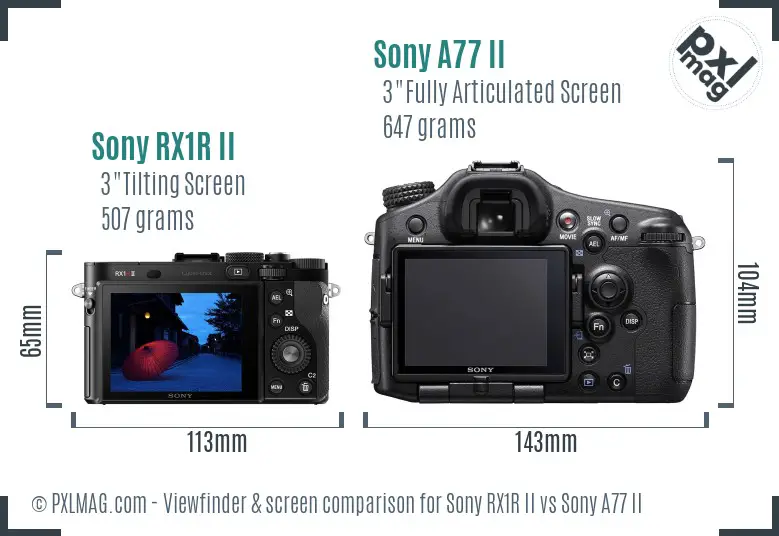Sony RX1R II vs Sony A77 II Screen and Viewfinder comparison