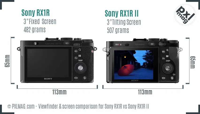 Sony RX1R vs Sony RX1R II Screen and Viewfinder comparison
