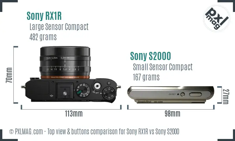 Sony RX1R vs Sony S2000 top view buttons comparison