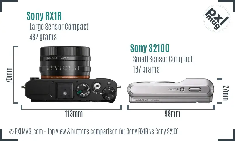Sony RX1R vs Sony S2100 top view buttons comparison