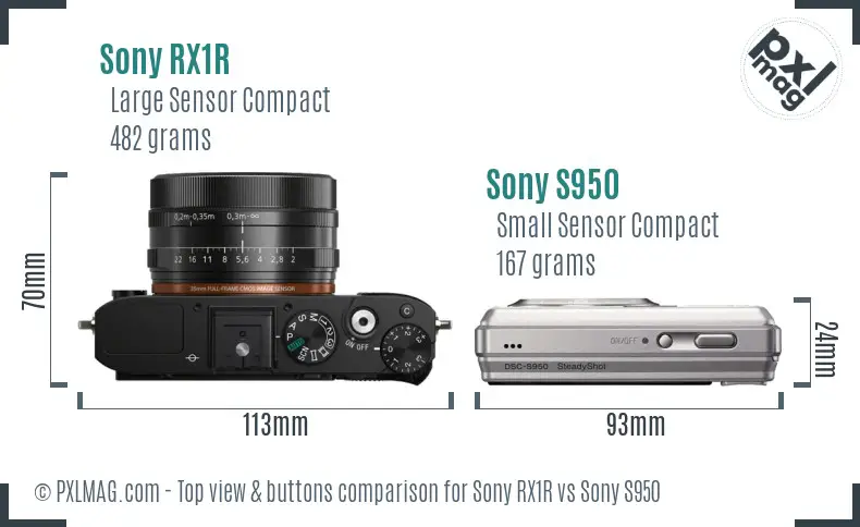 Sony RX1R vs Sony S950 top view buttons comparison