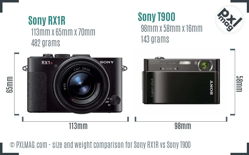 Sony RX1R vs Sony T900 size comparison