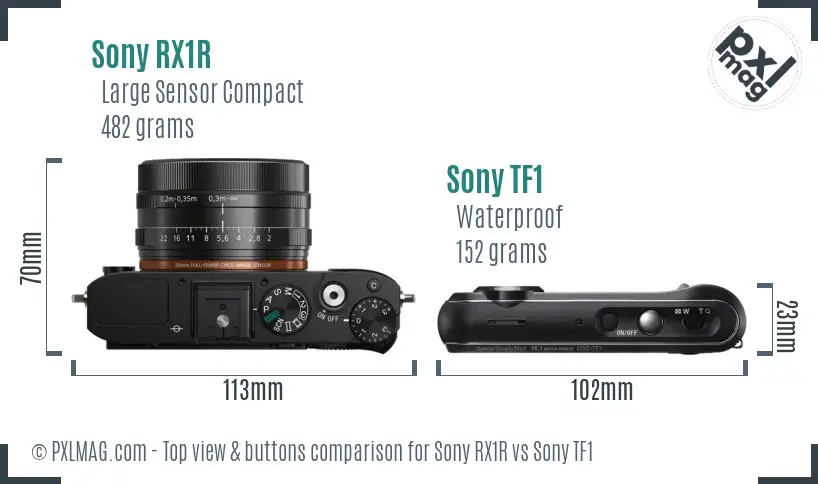 Sony RX1R vs Sony TF1 top view buttons comparison