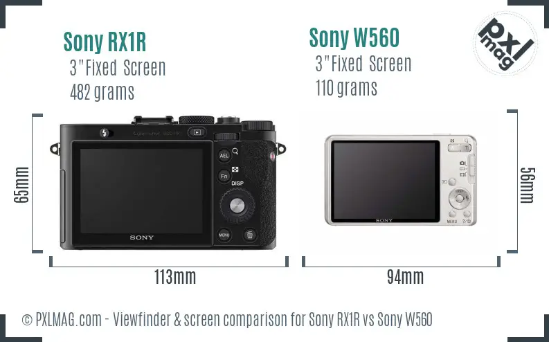 Sony RX1R vs Sony W560 Screen and Viewfinder comparison