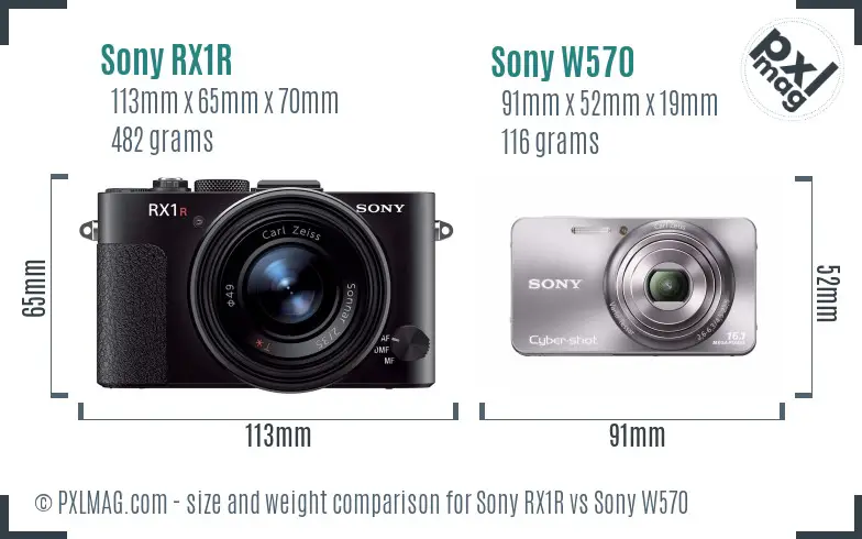 Sony RX1R vs Sony W570 size comparison