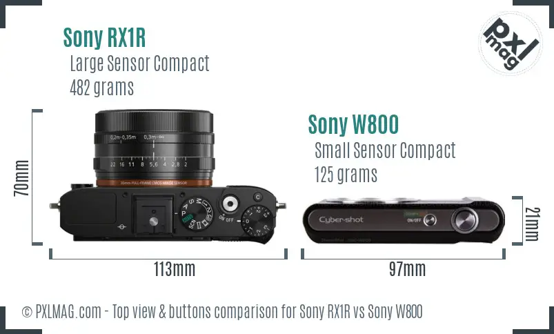 Sony RX1R vs Sony W800 top view buttons comparison