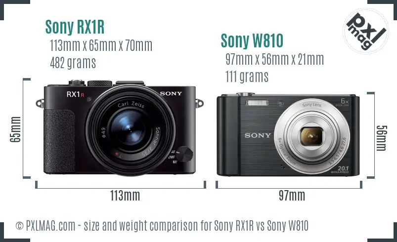 Sony RX1R vs Sony W810 size comparison