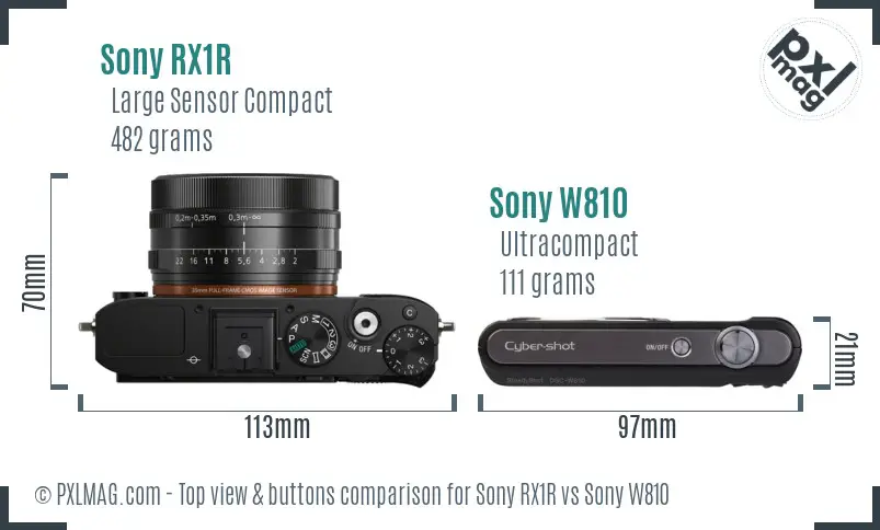 Sony RX1R vs Sony W810 top view buttons comparison