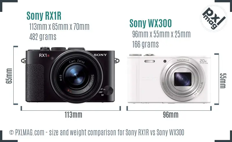 Sony RX1R vs Sony WX300 size comparison