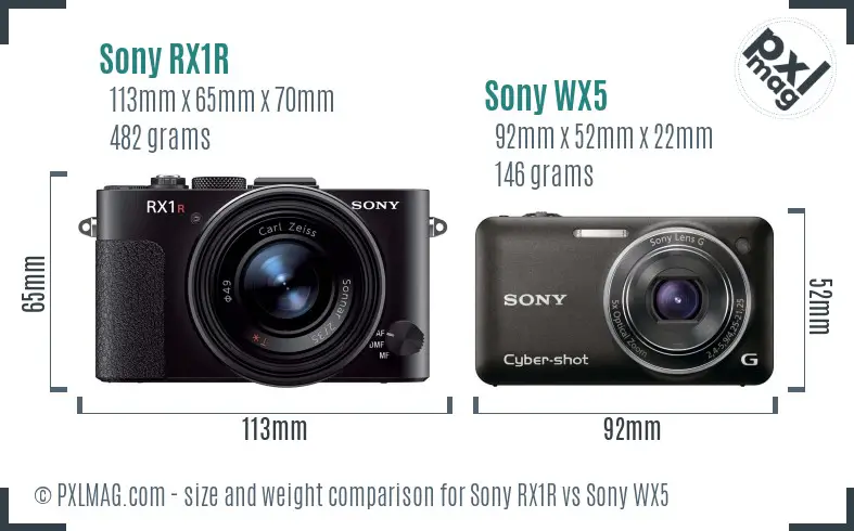 Sony RX1R vs Sony WX5 size comparison