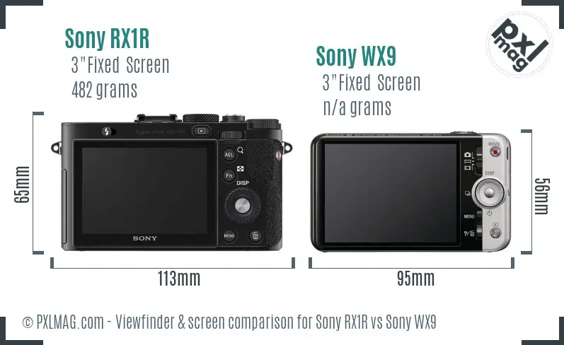 Sony RX1R vs Sony WX9 Screen and Viewfinder comparison