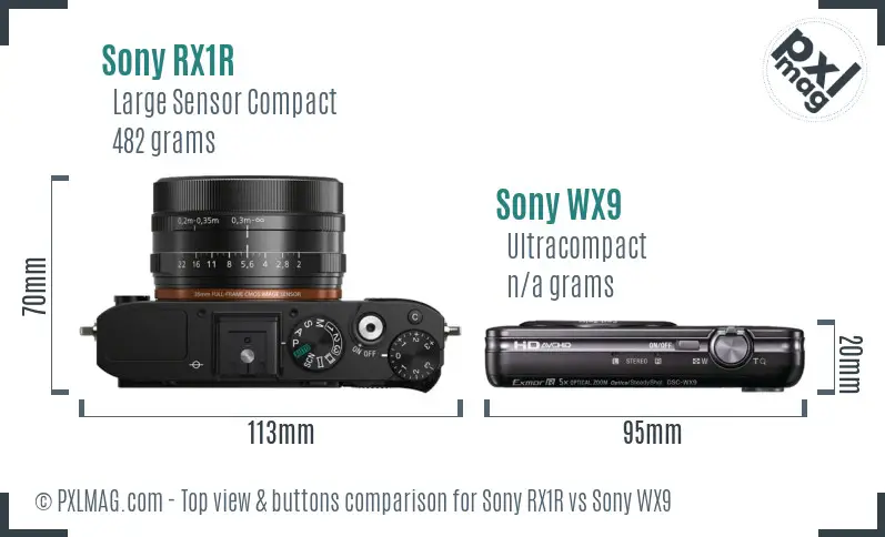 Sony RX1R vs Sony WX9 top view buttons comparison