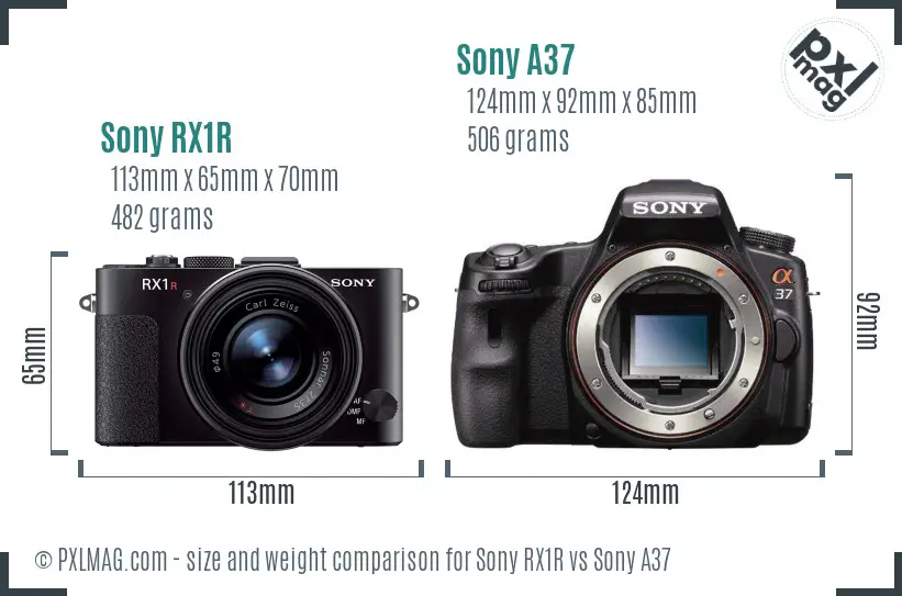 Sony RX1R vs Sony A37 size comparison