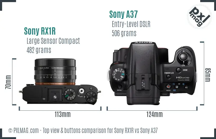 Sony RX1R vs Sony A37 top view buttons comparison