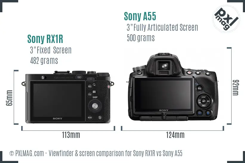 Sony RX1R vs Sony A55 Screen and Viewfinder comparison