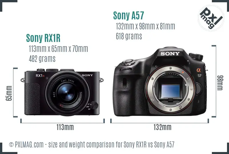Sony RX1R vs Sony A57 size comparison