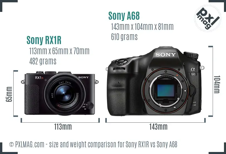 Sony RX1R vs Sony A68 size comparison