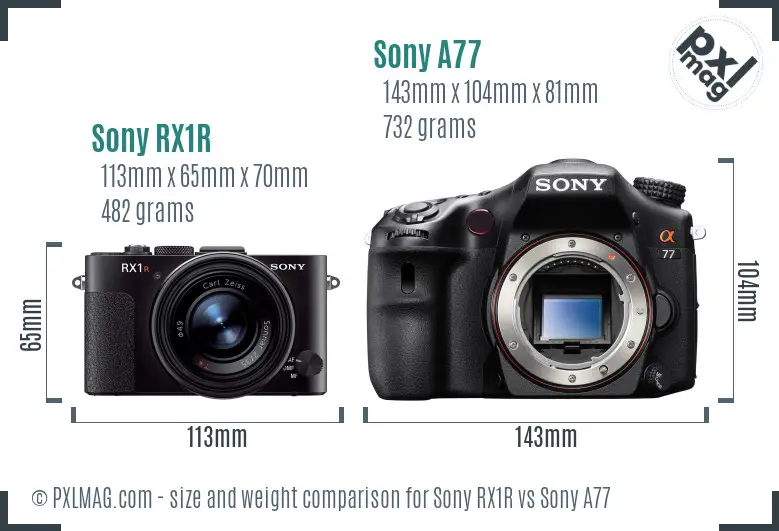 Sony RX1R vs Sony A77 size comparison