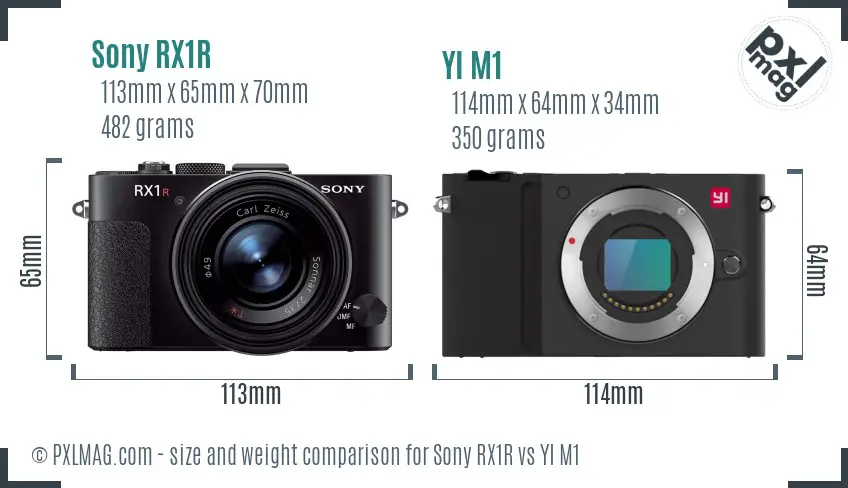 Sony RX1R vs YI M1 size comparison