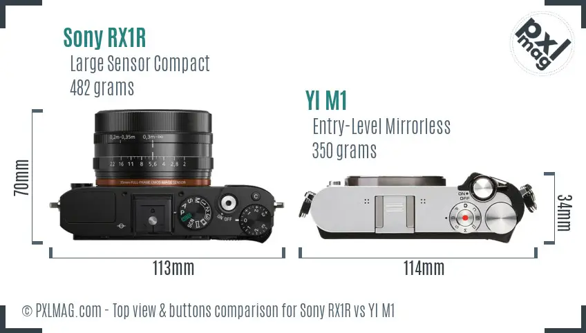 Sony RX1R vs YI M1 top view buttons comparison