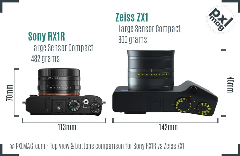 Sony RX1R vs Zeiss ZX1 top view buttons comparison