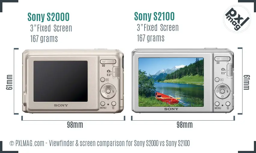 Sony S2000 vs Sony S2100 Screen and Viewfinder comparison