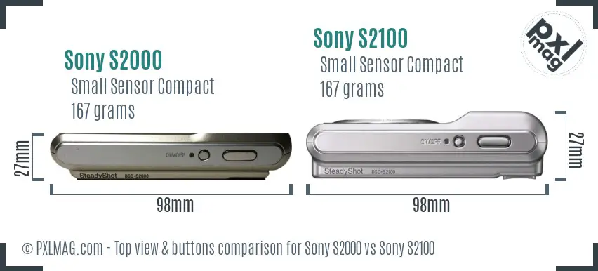 Sony S2000 vs Sony S2100 top view buttons comparison