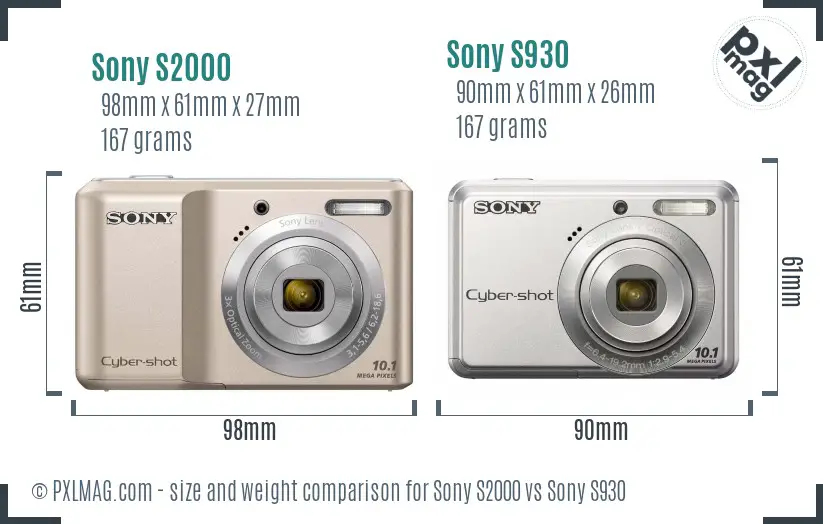 Sony S2000 vs Sony S930 size comparison
