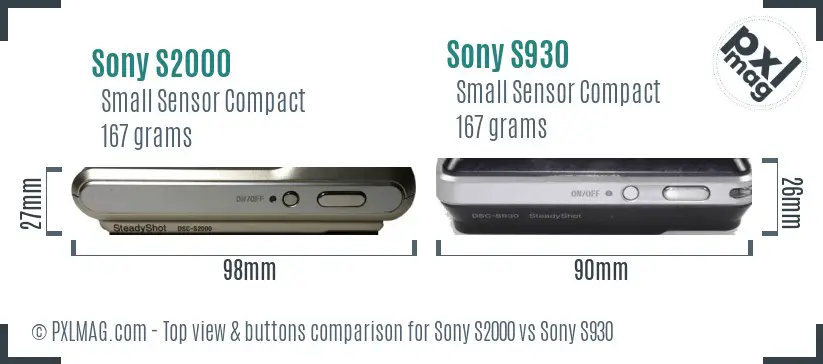 Sony S2000 vs Sony S930 top view buttons comparison