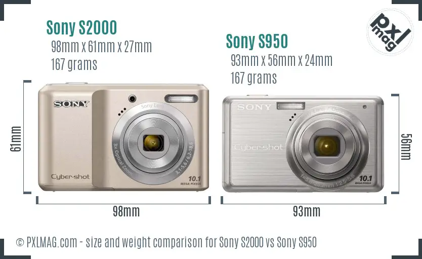 Sony S2000 vs Sony S950 size comparison