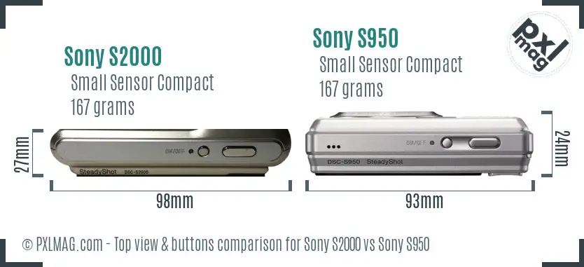 Sony S2000 vs Sony S950 top view buttons comparison