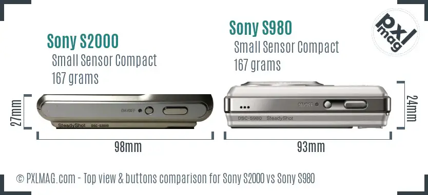 Sony S2000 vs Sony S980 top view buttons comparison