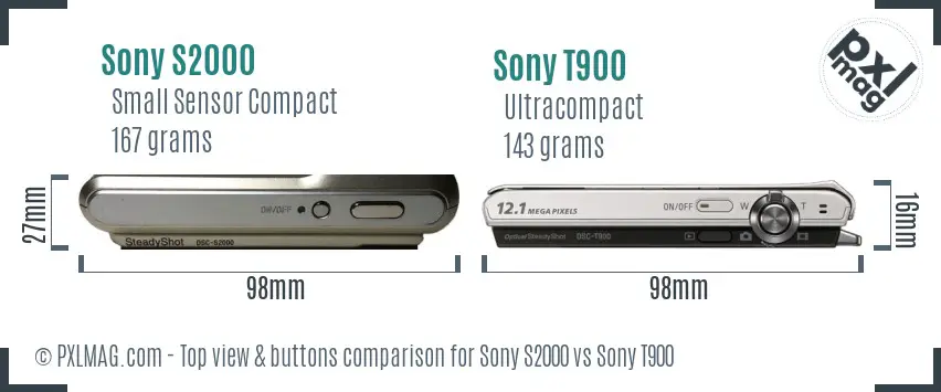 Sony S2000 vs Sony T900 top view buttons comparison