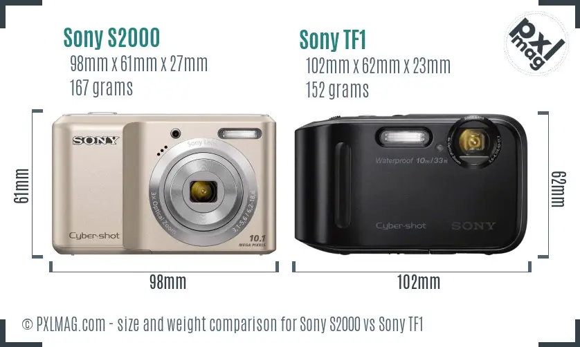 Sony S2000 vs Sony TF1 size comparison