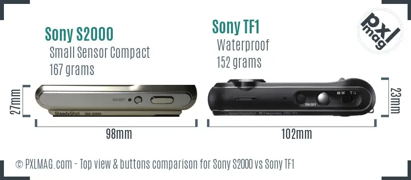 Sony S2000 vs Sony TF1 top view buttons comparison
