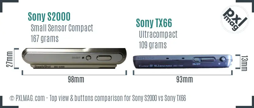 Sony S2000 vs Sony TX66 top view buttons comparison
