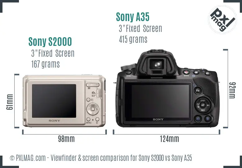 Sony S2000 vs Sony A35 Screen and Viewfinder comparison