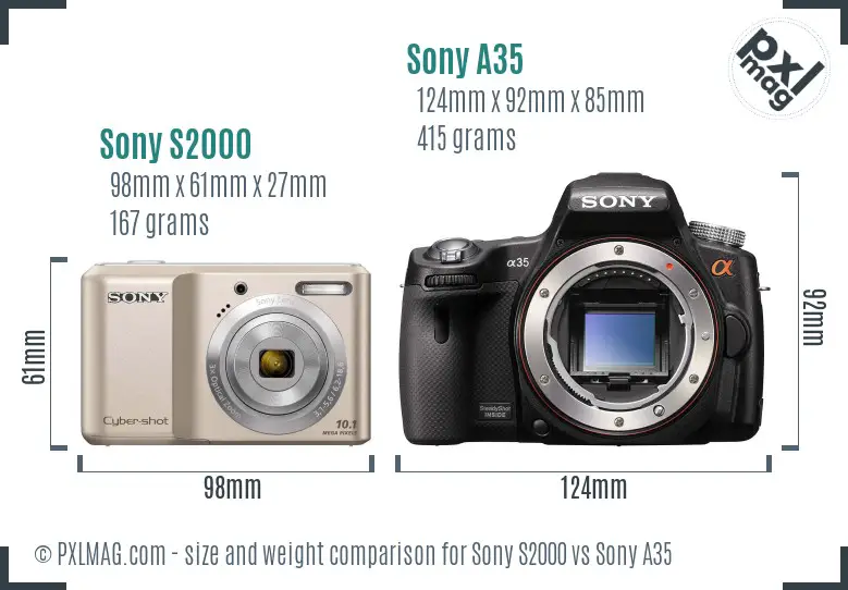 Sony S2000 vs Sony A35 size comparison