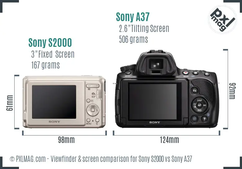Sony S2000 vs Sony A37 Screen and Viewfinder comparison