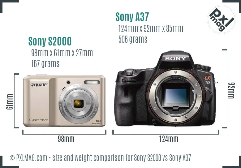 Sony S2000 vs Sony A37 size comparison